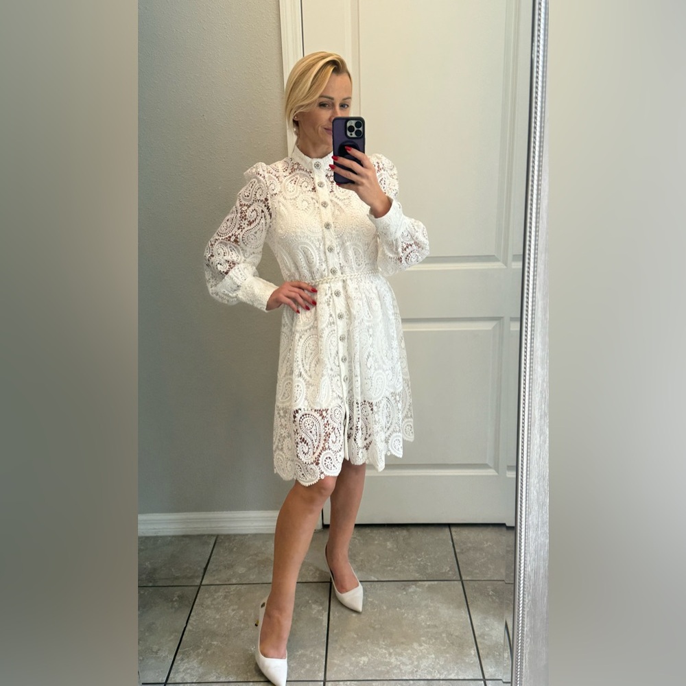 Lace Long Sleeve Mini Dress
